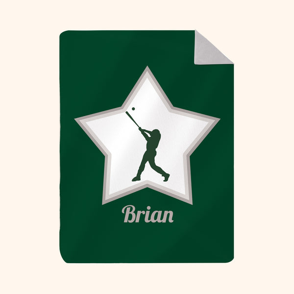 Custom Photo & Name Blanket: Baseball Star Player Design