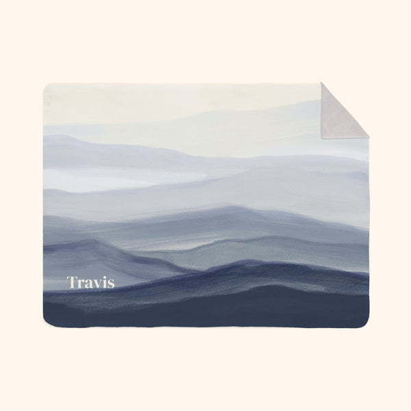 Custom Photo & Name Blanket: Blue Mountains Design