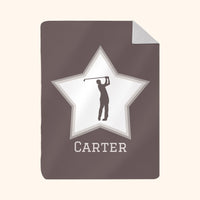 Custom Photo & Name Blanket: Golf Star Player Design