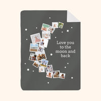 Customized Blanket: Love You To The Moon Gray Design