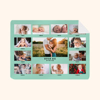 Customized Blanket: Babys First Year Blue 1 Design
