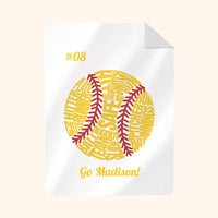 Custom Photo & Name Blanket: Softball Fan Design