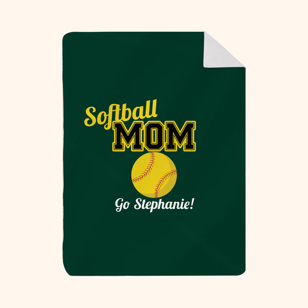 Custom Photo & Name Blanket: Softball Mom Design