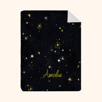 Custom Photo & Name Blanket: Starry Night Design