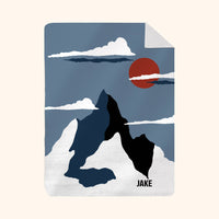 Custom Photo & Name Blanket: Winter Mountain Design