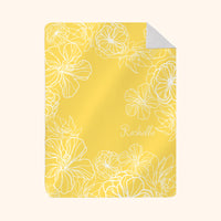 Custom Photo & Name Blanket: Yellow Hibiscus Design